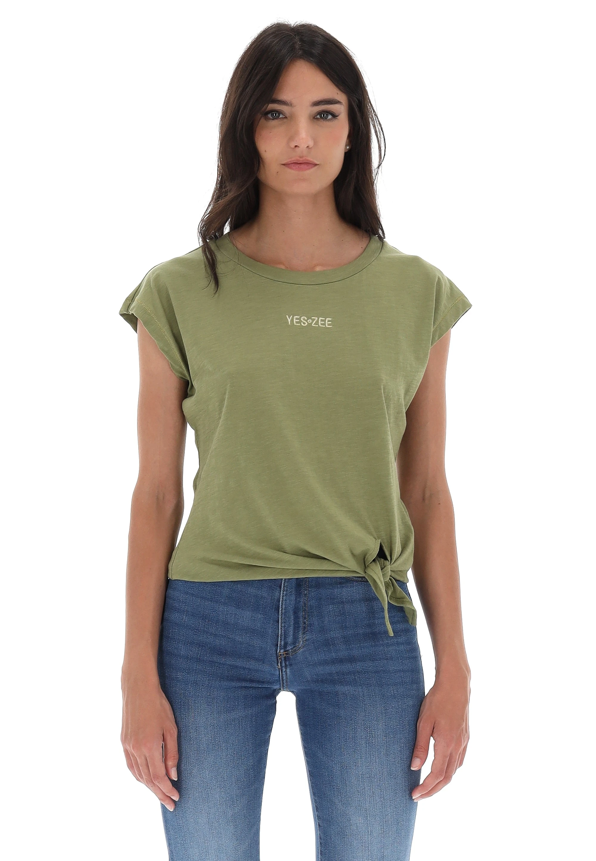 T-shirt Yes Zee fiammata con nodo