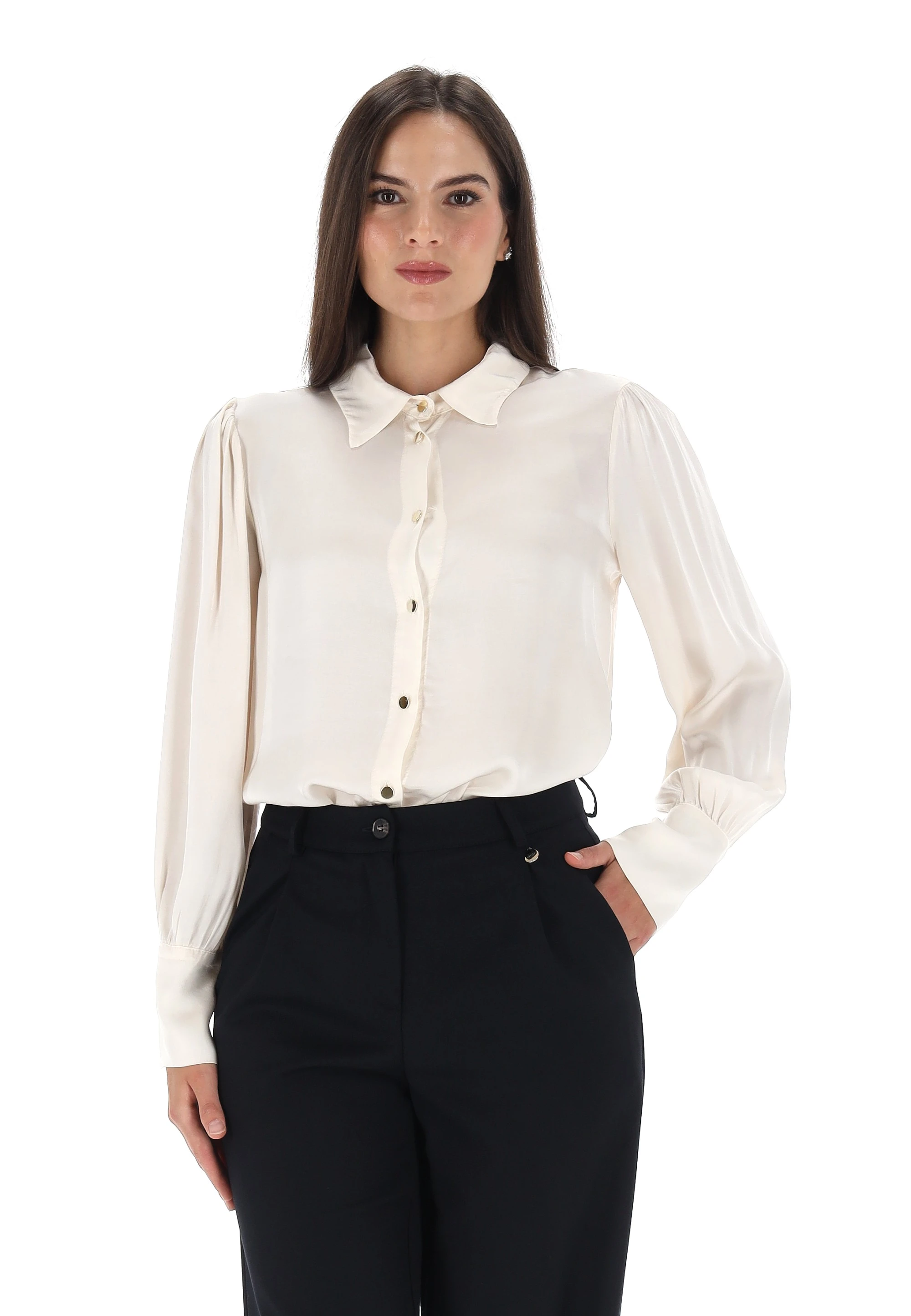 Camicia manica lunga effetto raso èks donna