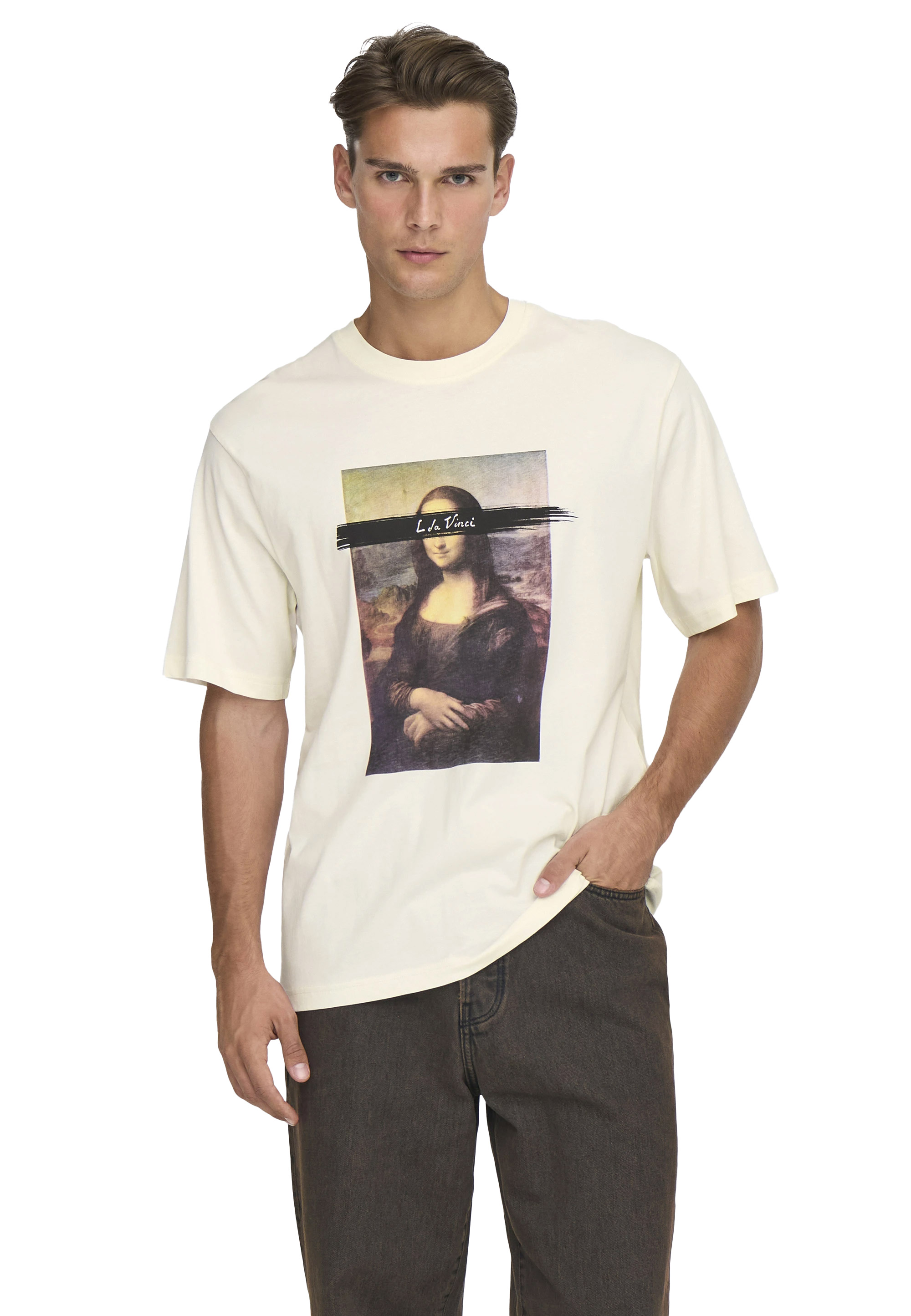 T-shirt Only &amp; Sons stampa frontale Gioconda
