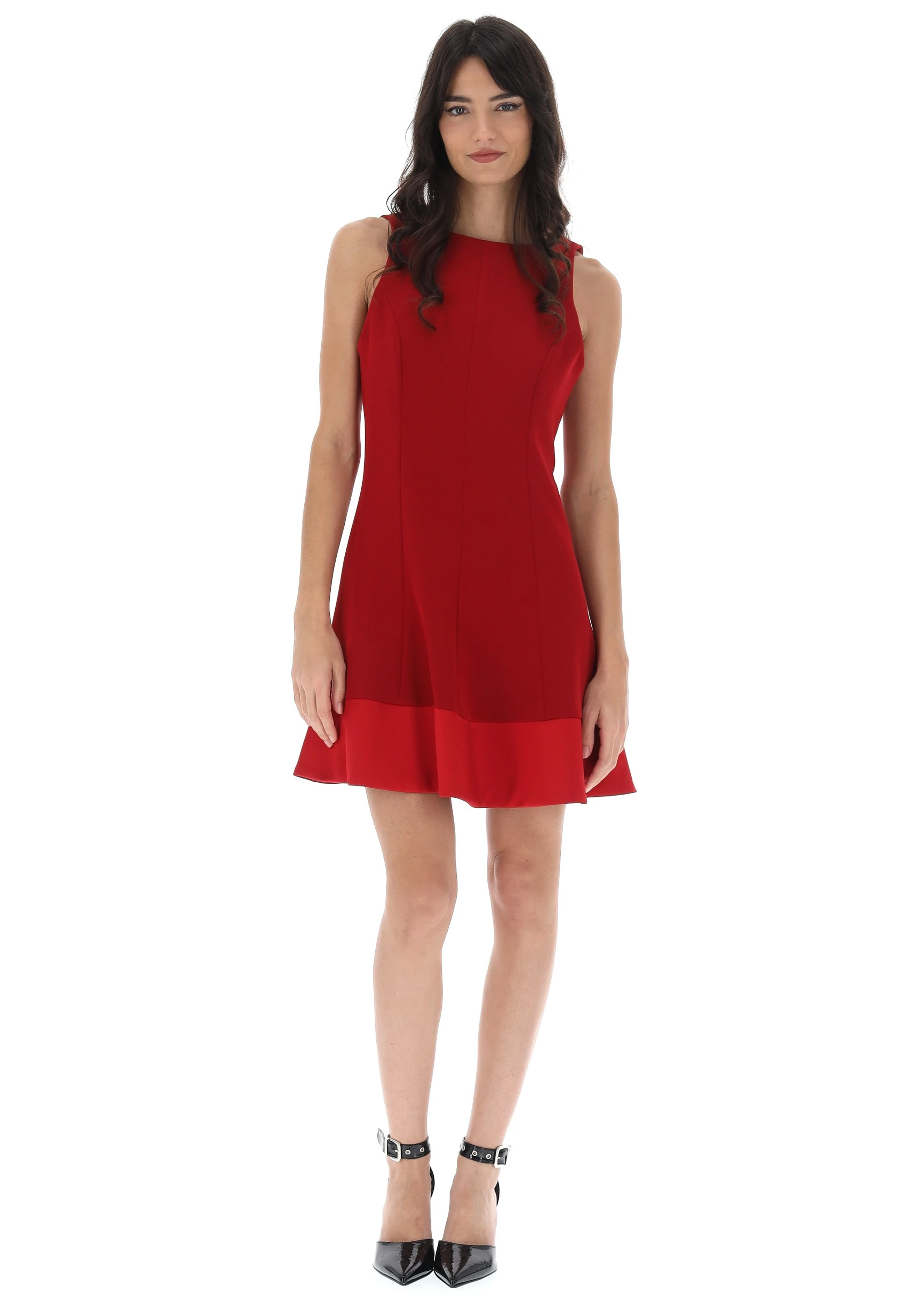 Vestito corto smanicato tinta unita èks